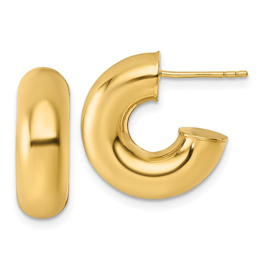14k Yellow Gold Polished 6.00 x 17mm Tube C-Hoop Earrings