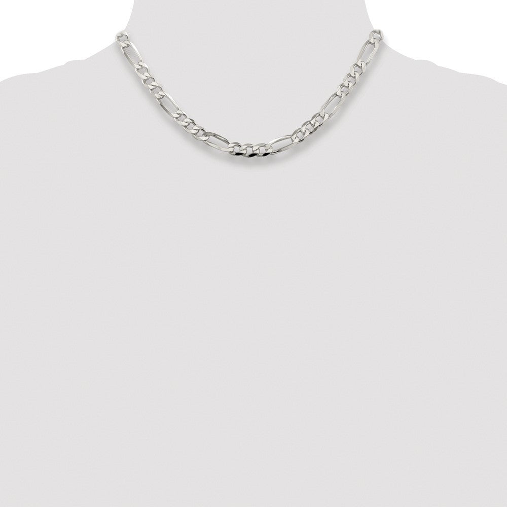 Sterling Silver Rhodium-plated 6.75mm Pav� Flat Figaro Chain Necklace 16"