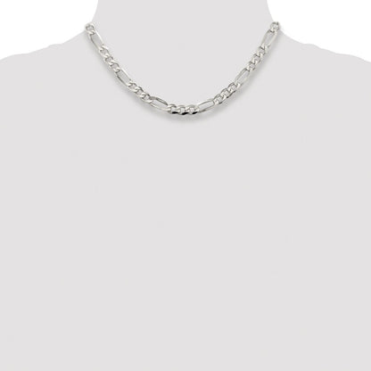 Sterling Silver Rhodium-plated 6.75mm Pav� Flat Figaro Chain Necklace 16"