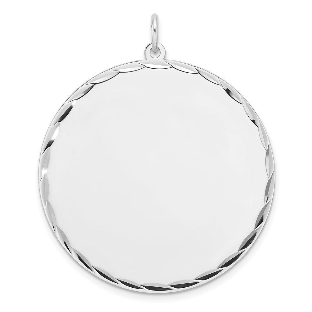 Sterling Silver Rhod-plated Polish Front Satin Back Disc Charm Pendant