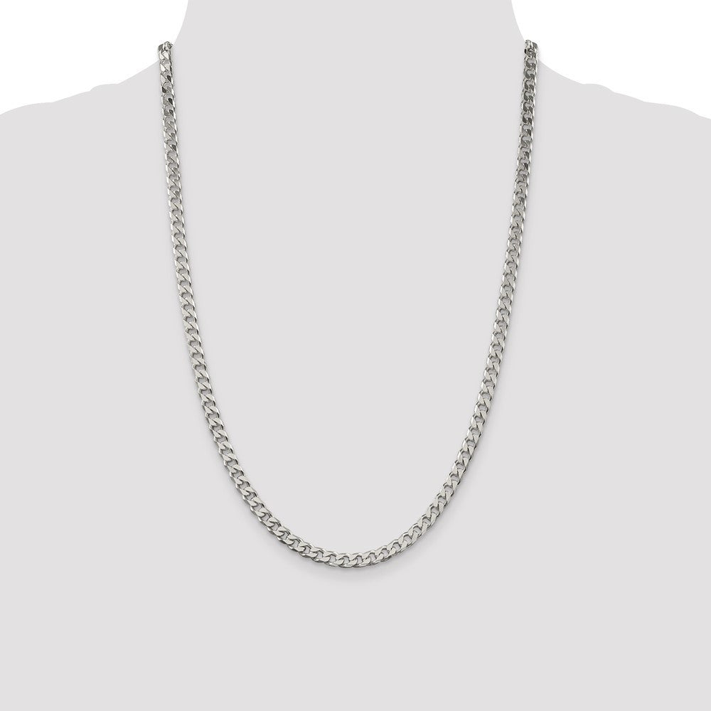 Sterling Silver Polished 5mm Curb Chain Necklace 24"
