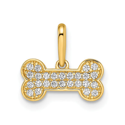 14k Yellow Gold Madi K CZ Dog Bone Pendant