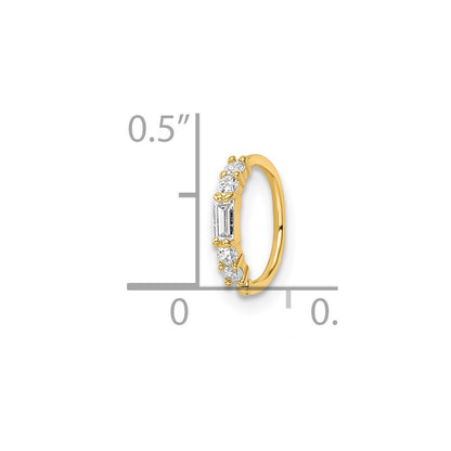 14k Yellow Gold 20 Gauge CZ Nose Ring / Ear Cuff