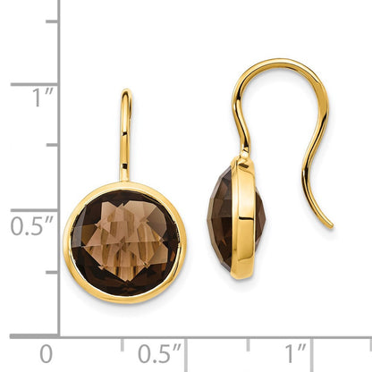 14k Yellow Gold Smoky Quartz Dangle Earrings