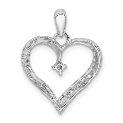 Sterling Silver Rhodium Diamond Heart Pendant