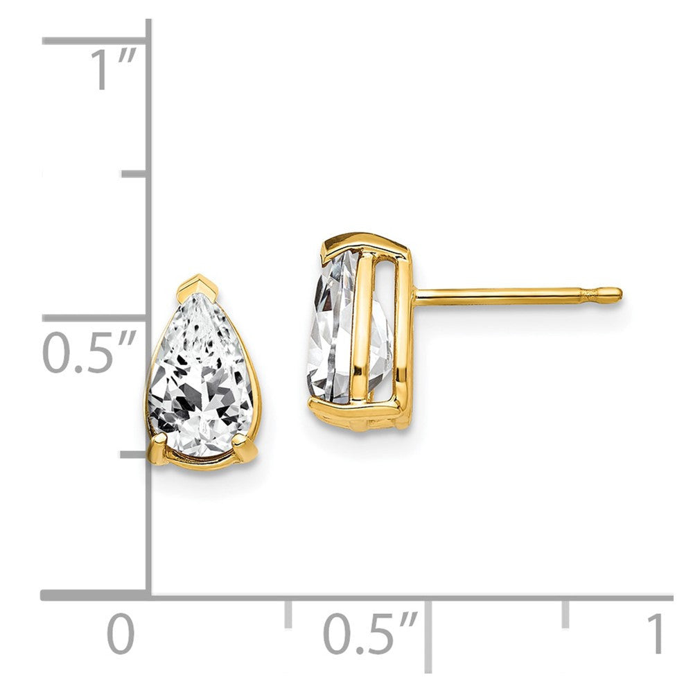 14k Yellow Gold 8x5mm Pear Cubic Zirconia Stud Earrings