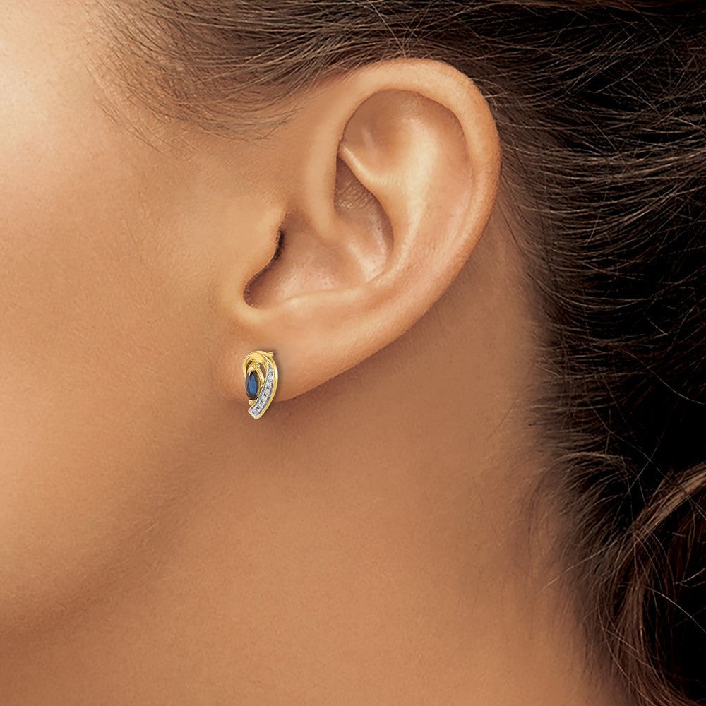 14k Yellow Gold Diamond and Sapphire Drop & Dangle Earrings