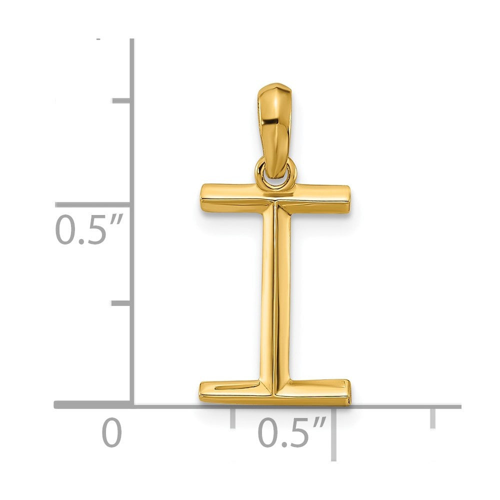 14k Yellow Gold Fancy Letter I Initial Pendant