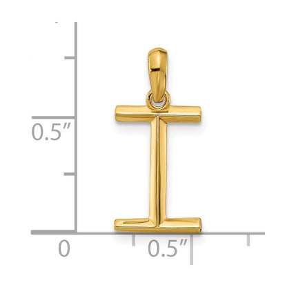 14k Yellow Gold Fancy Letter I Initial Pendant
