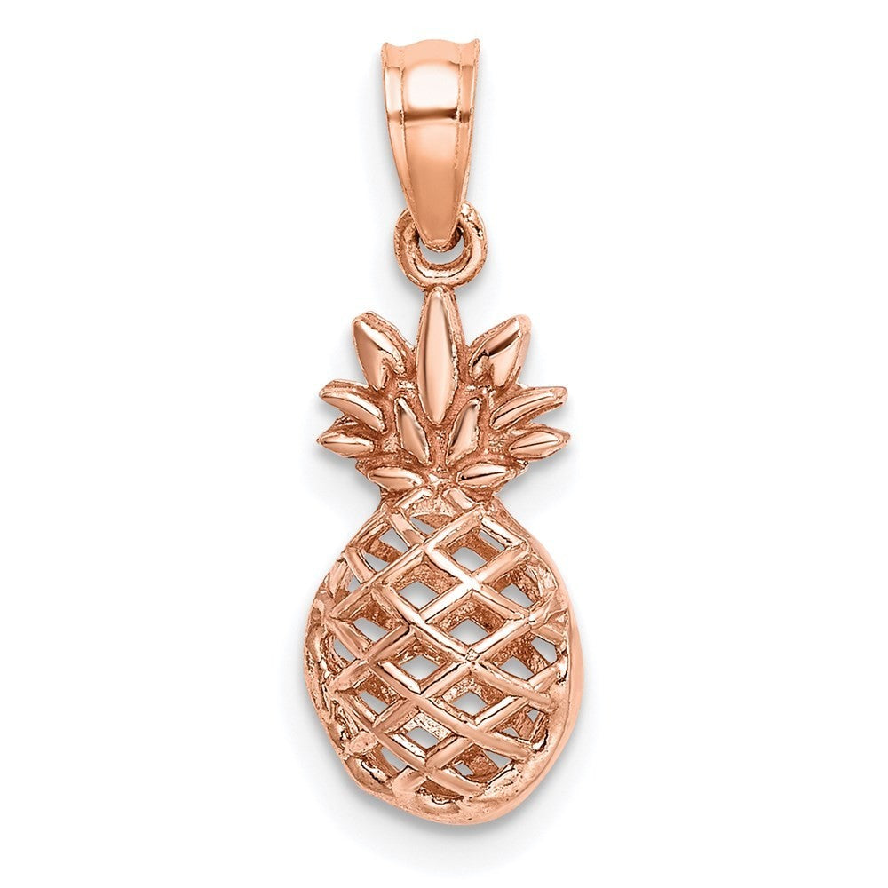 14K Rose Gold Polished 3D Pineapple Pendant