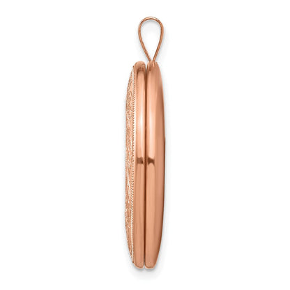 Sterling Silver Rose Gold-plated 26mm Leaf Border Oval Locket Pendant