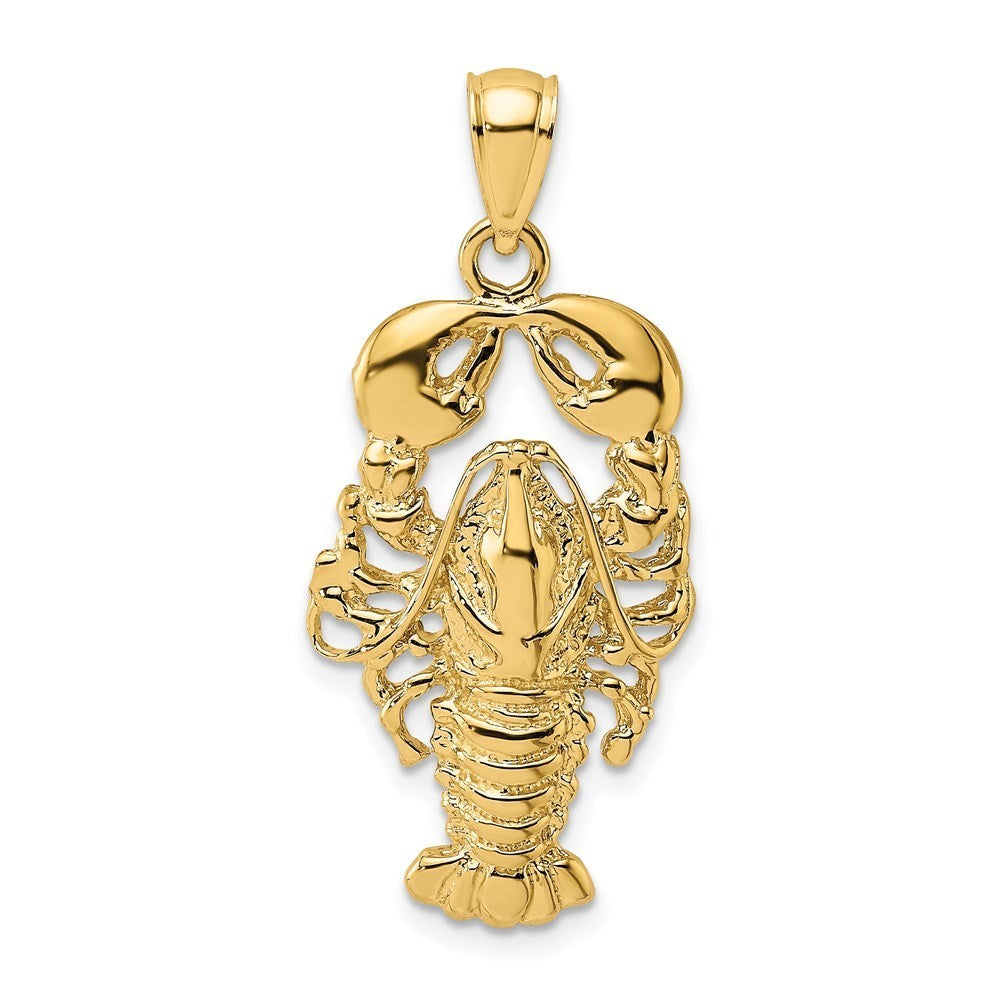 14k Yellow Gold Textured Maine Lobster Charm Pendant