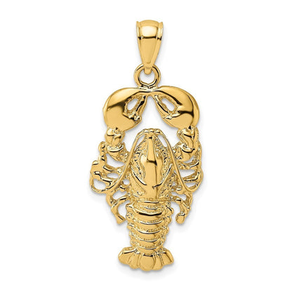 14k Yellow Gold Textured Maine Lobster Charm Pendant