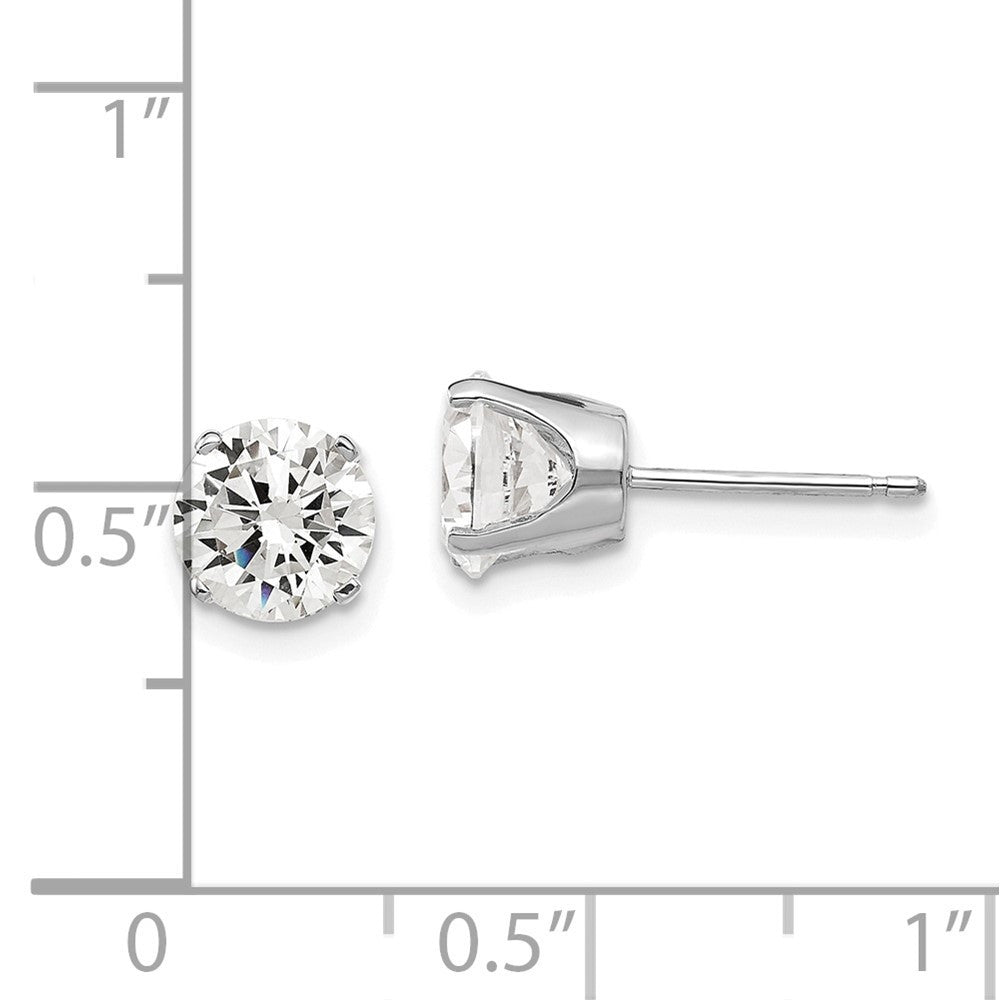 14k White Gold 6.5mm Cubic Zirconia stud earrings