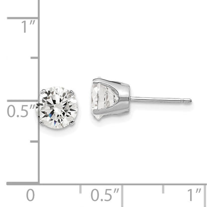 14k White Gold 6.5mm Cubic Zirconia stud earrings
