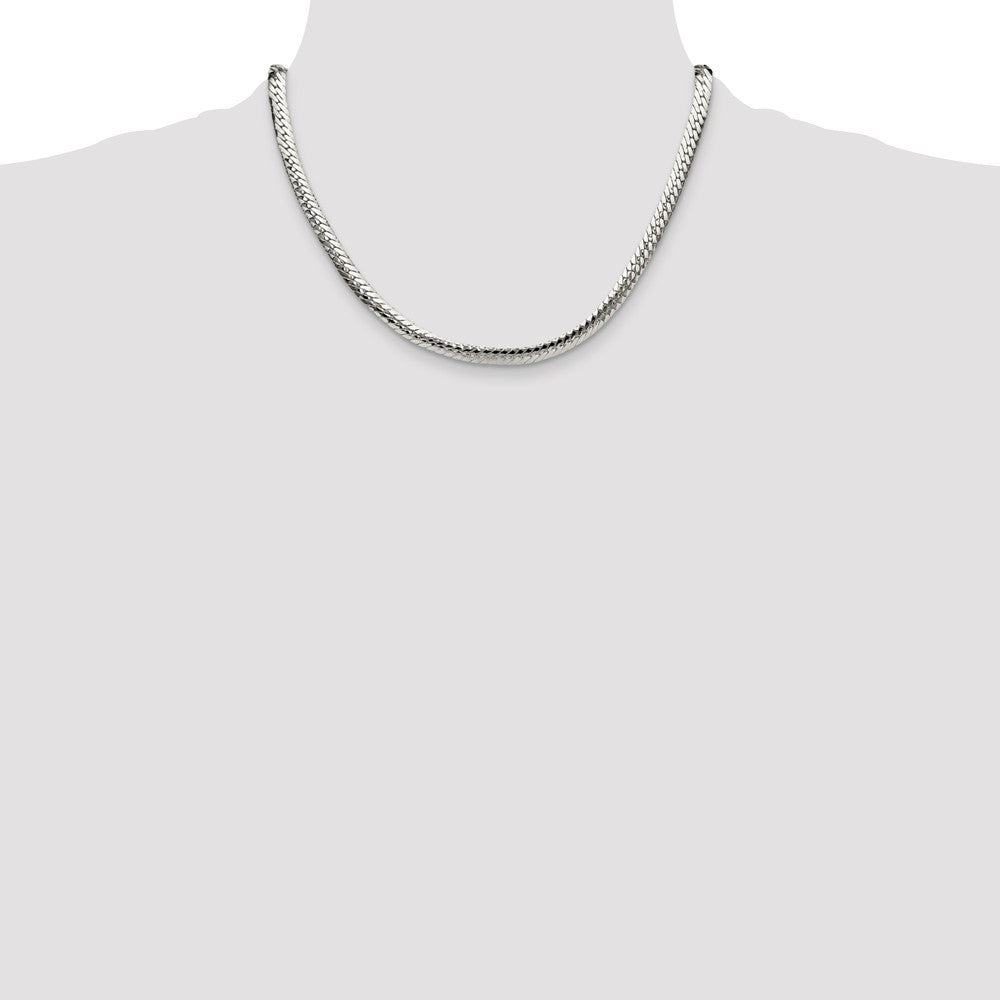 Sterling Silver Polished 6.25mm Double Oval Flat Chain Necklace 18"