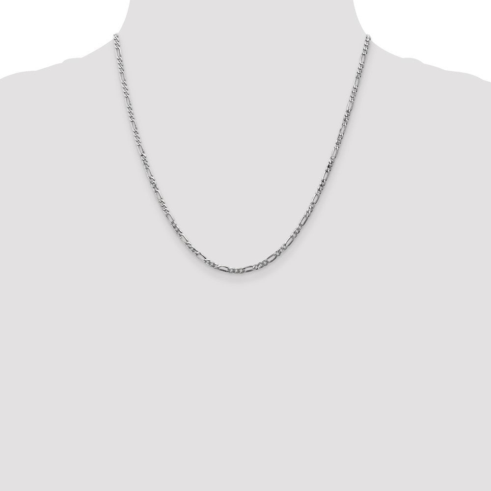 14K White Gold 2.75mm Flat Figaro with Lobster Clasp Chain Necklace 20"