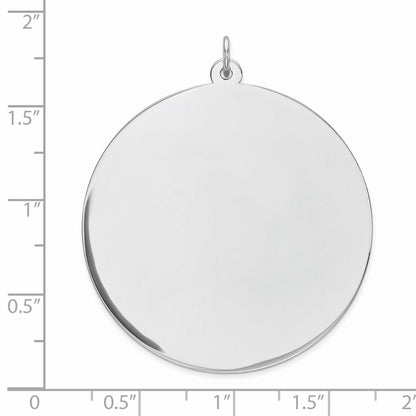 Sterling Silver Rhod-plated Eng. Rnd Polish Front/Back Disc Charm Pendant