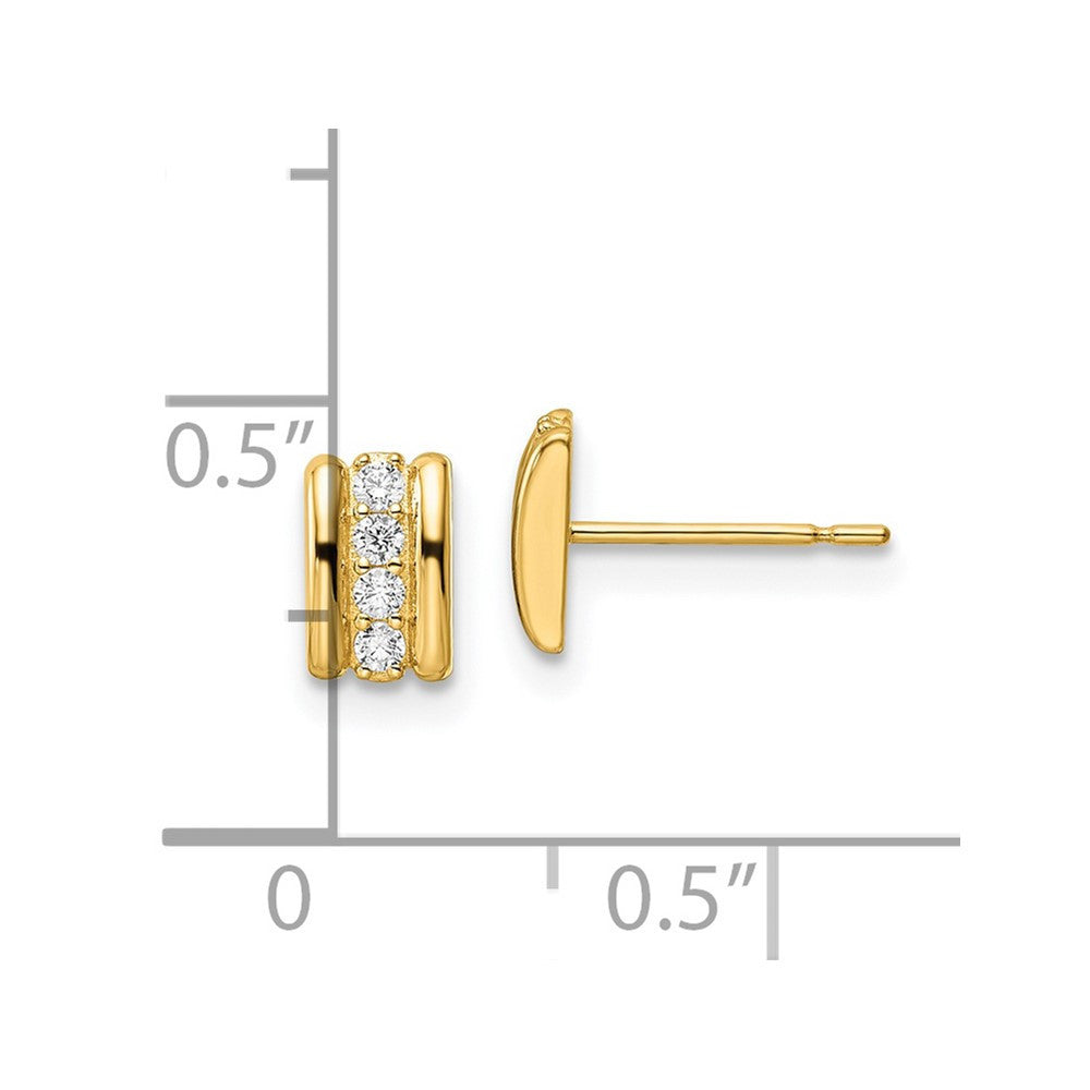 14k Yellow Gold CZ Button Stud Earrings
