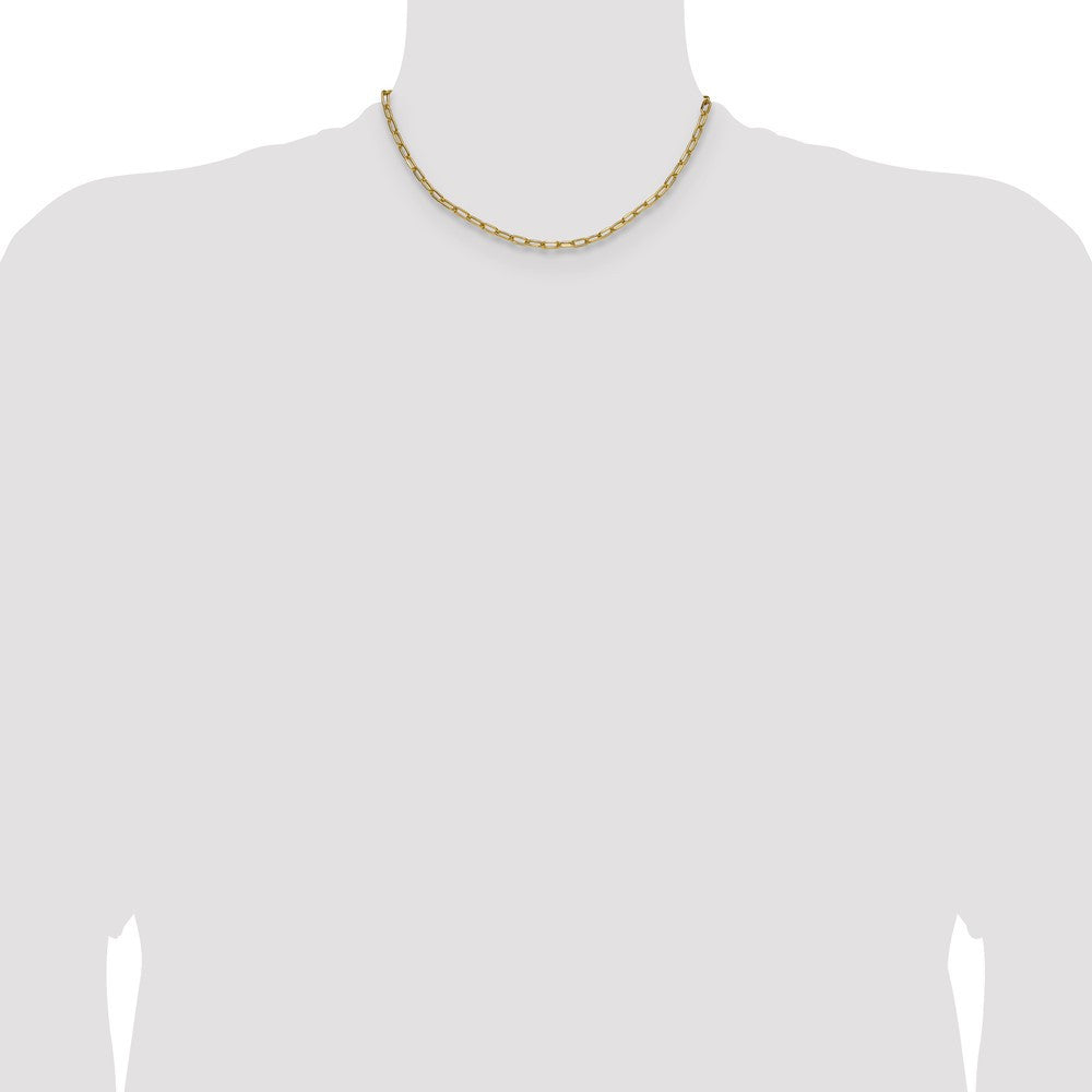 14k Yellow Gold 3.7mm Semi-Solid Beveled Paperclip Chain Necklace 16"