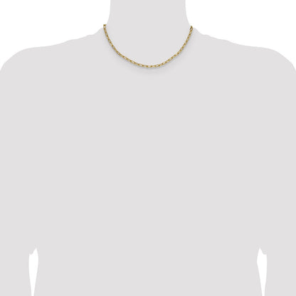 14k Yellow Gold 3.7mm Semi-Solid Beveled Paperclip Chain Necklace 16"