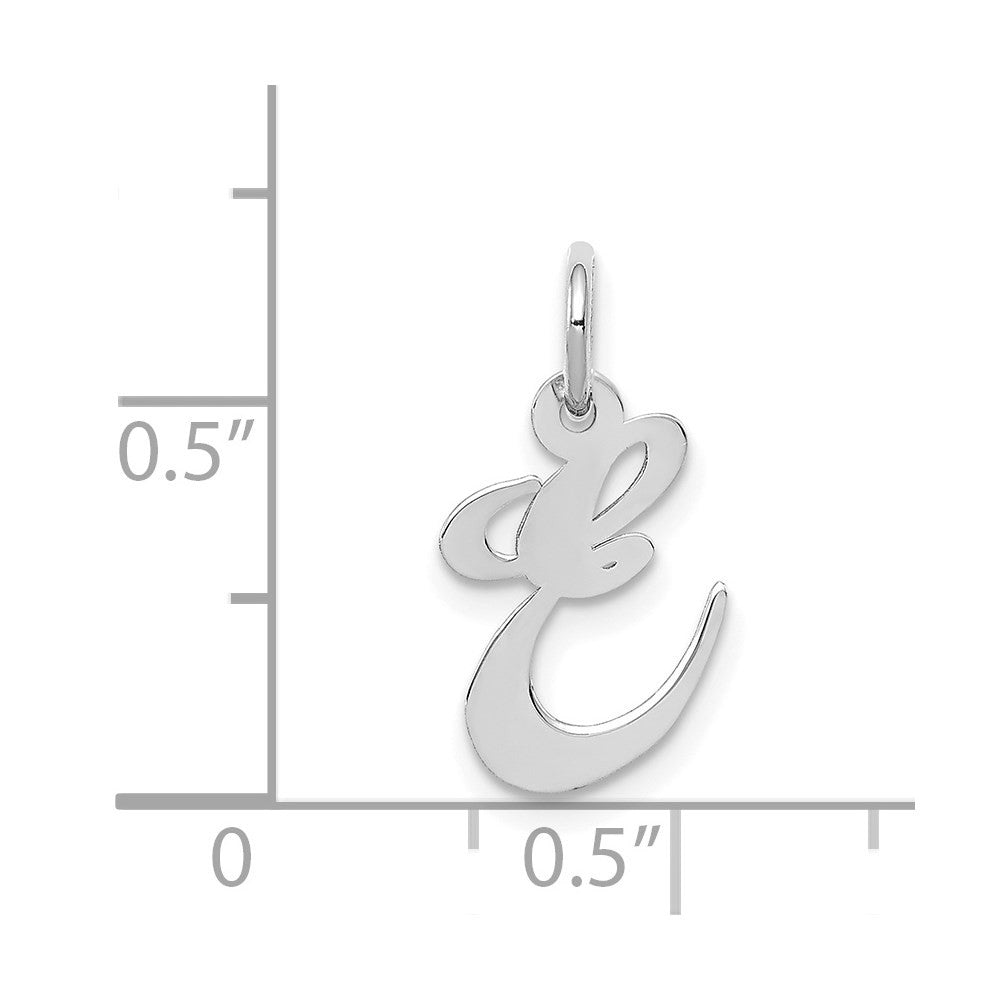 14k White Gold Small Fancy Script Letter E Initial Charm Pendant