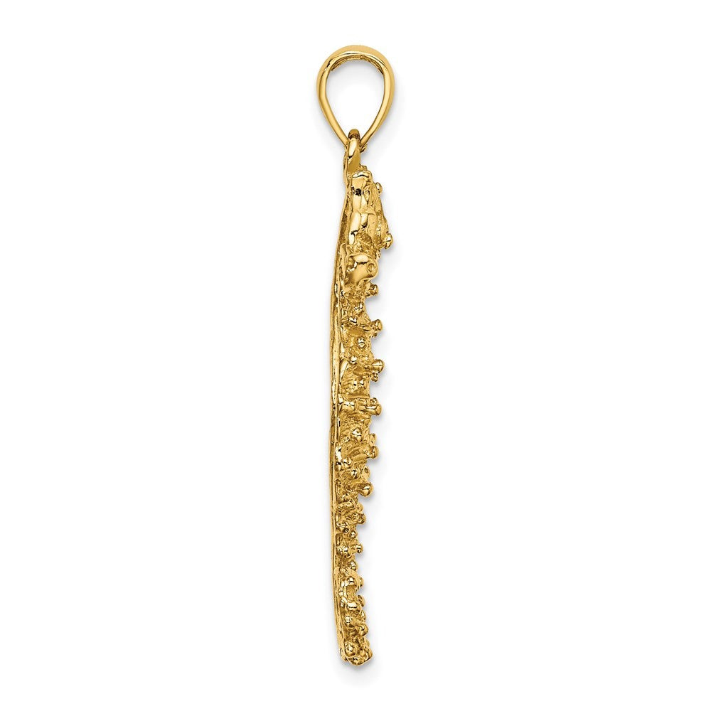 14k Yellow Gold Textured Seahorse Charm Pendant