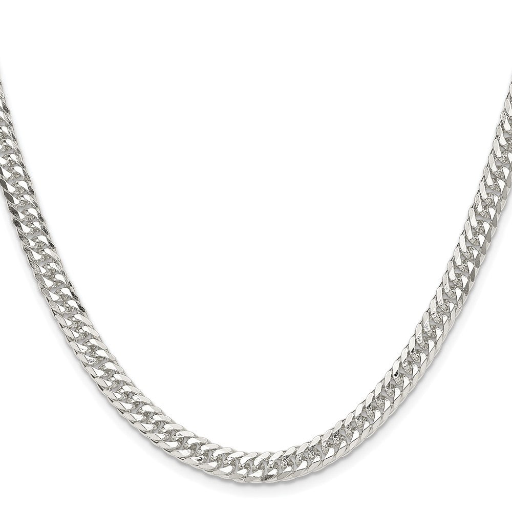 Sterling Silver Rhodium-plated Double Diamond-cut Curb Chain Necklace 20"
