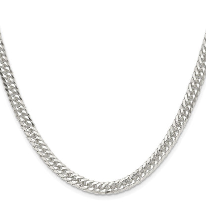 Sterling Silver Rhodium-plated Double Diamond-cut Curb Chain Necklace 20"