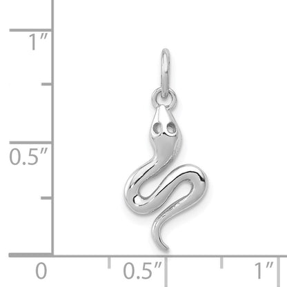 14k White Gold Solid Polished Snake Charm Pendant