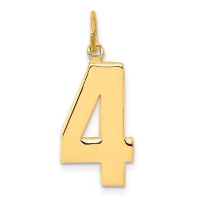 14k Yellow Gold Large Polished Number 4 Charm Pendant