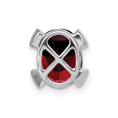 14k White Gold Oval Garnet and Diamond Chain Slide