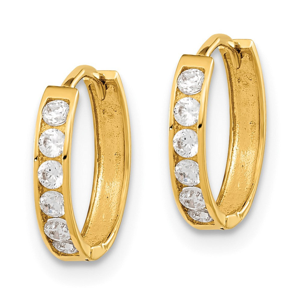 14k Yellow Gold Cubic Zirconia Hinged Hoop Earrings
