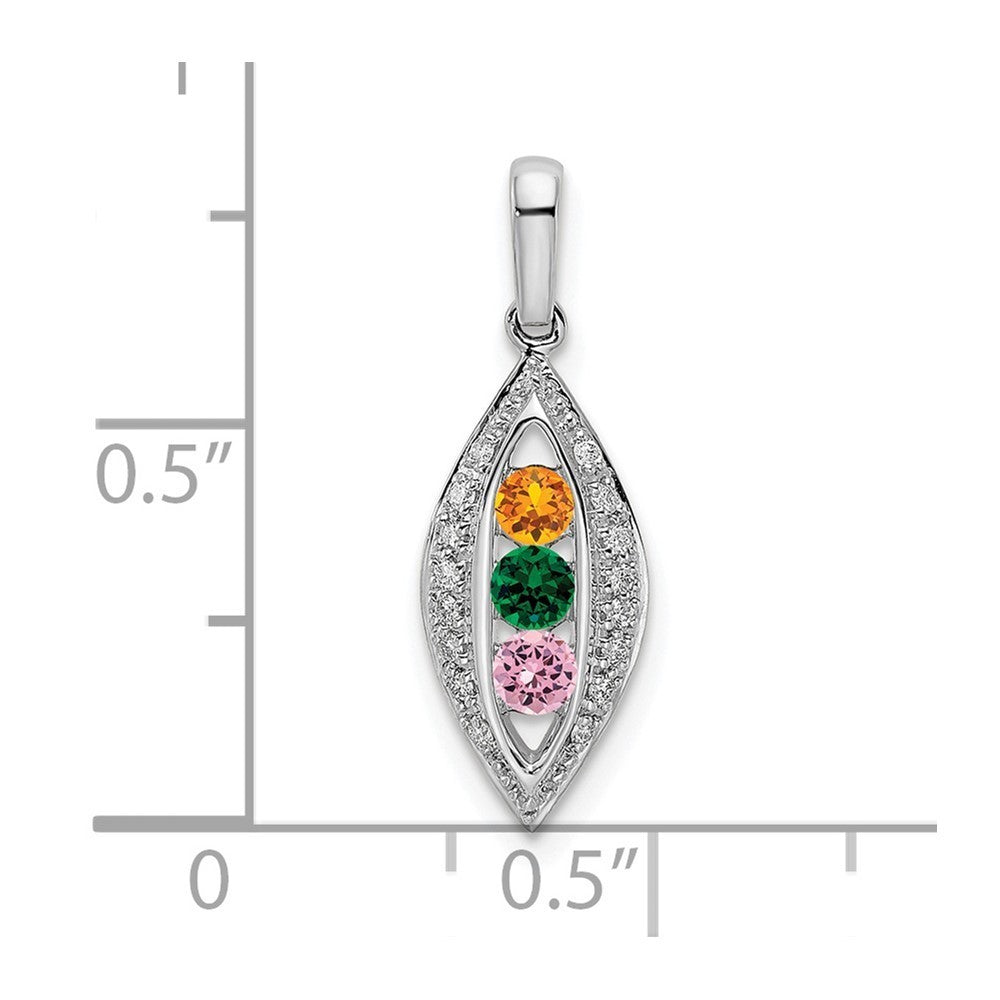14k White Gold Family Jewelry Diamond Semi-Set Pendant