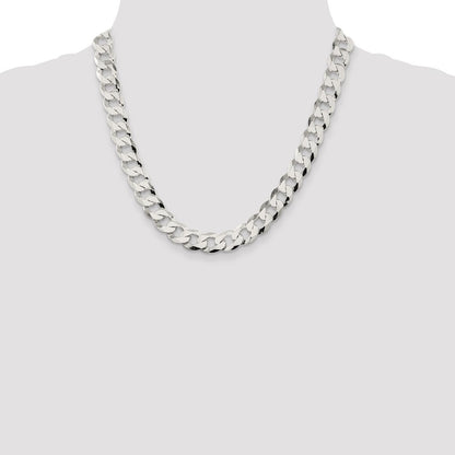 Sterling Silver 11.75mm Flat Curb Chain Necklace 20"
