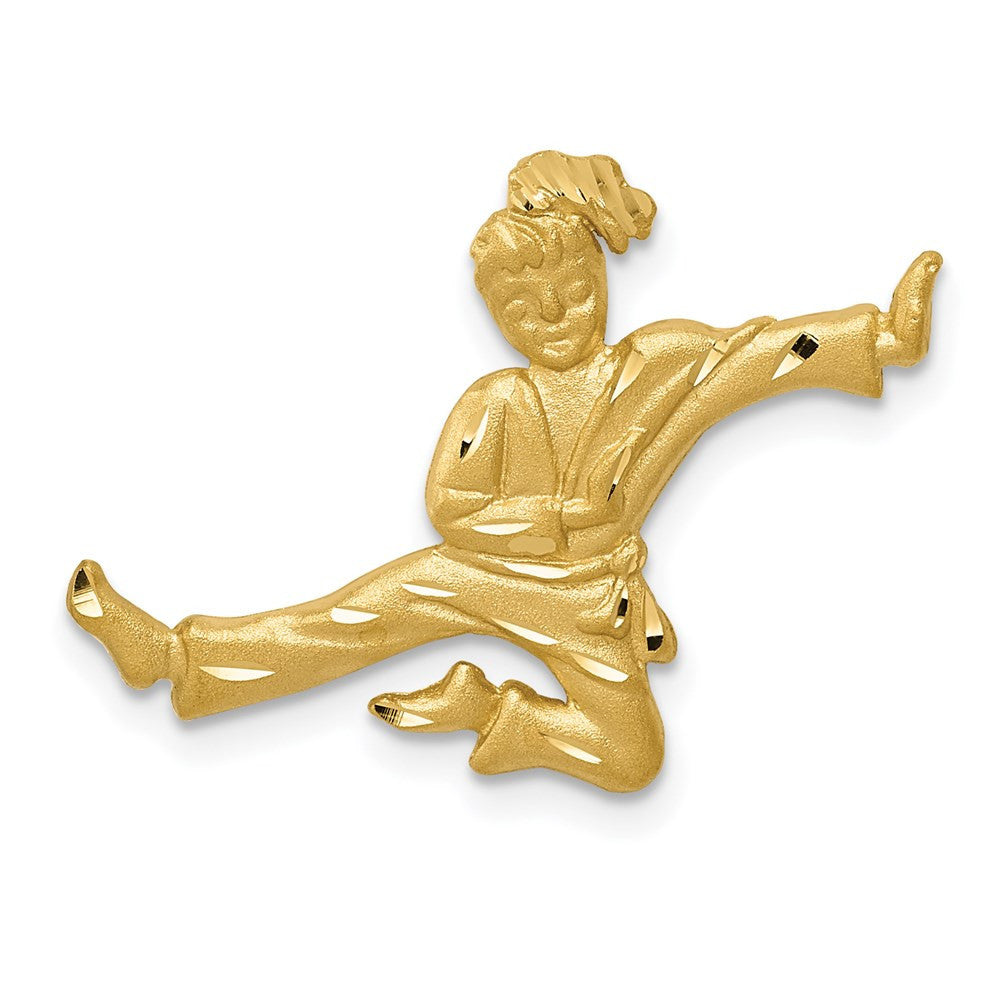 14k Yellow Gold Diamond-cut Open-Backed Karate Female Chain Slide  Pendant