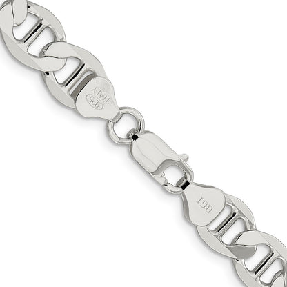 Sterling Silver 8.9mm Flat Anchor Chain Necklace 26"