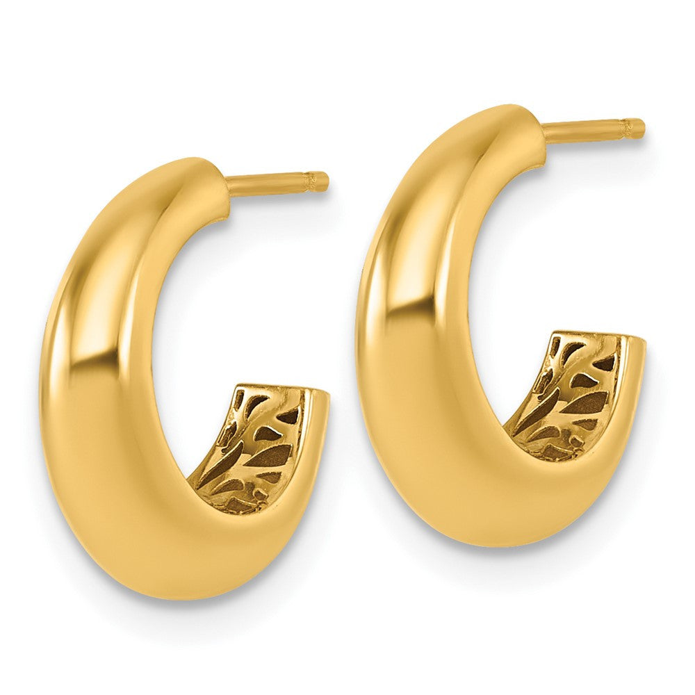 14k Yellow Gold Polished Hollow C-Hoop Earrings