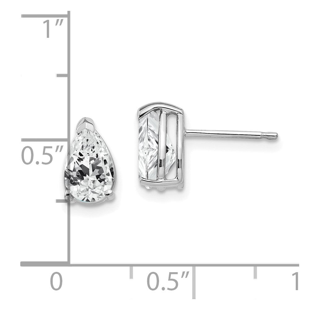 14k White Gold 8x5mm Pear Cubic Zirconia Stud Earrings