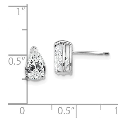 14k White Gold 8x5mm Pear Cubic Zirconia Stud Earrings
