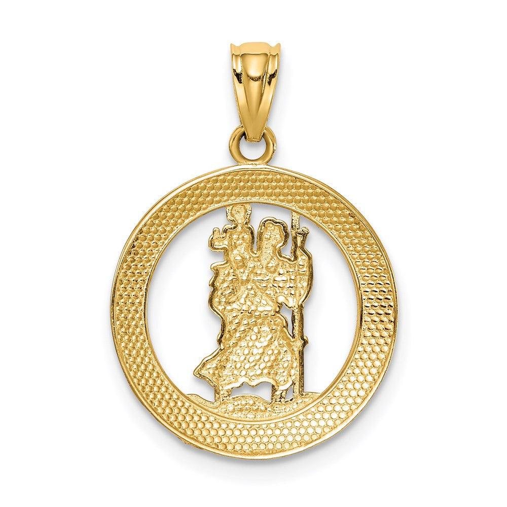 14k Yellow Gold Rhodium St Christopher Pendant