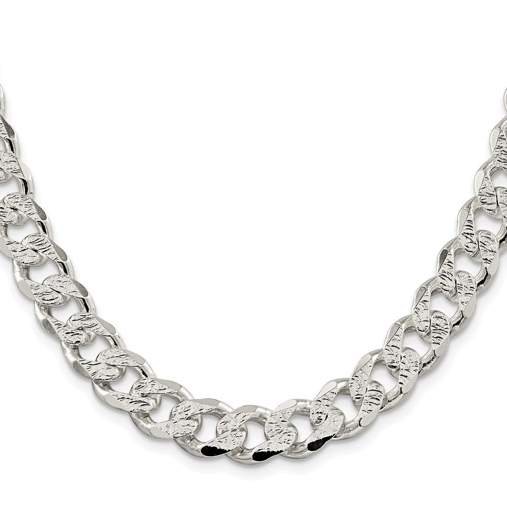 Sterling Silver Rhodium-plated 11.0mm Pav� Curb Chain Necklace 20"