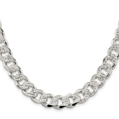 Sterling Silver Rhodium-plated 11.0mm Pav� Curb Chain Necklace 20"