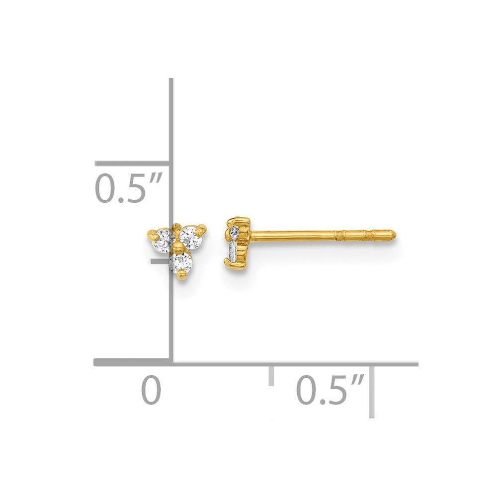 14k Yellow Gold Polished CZ Triangle Stud Earrings