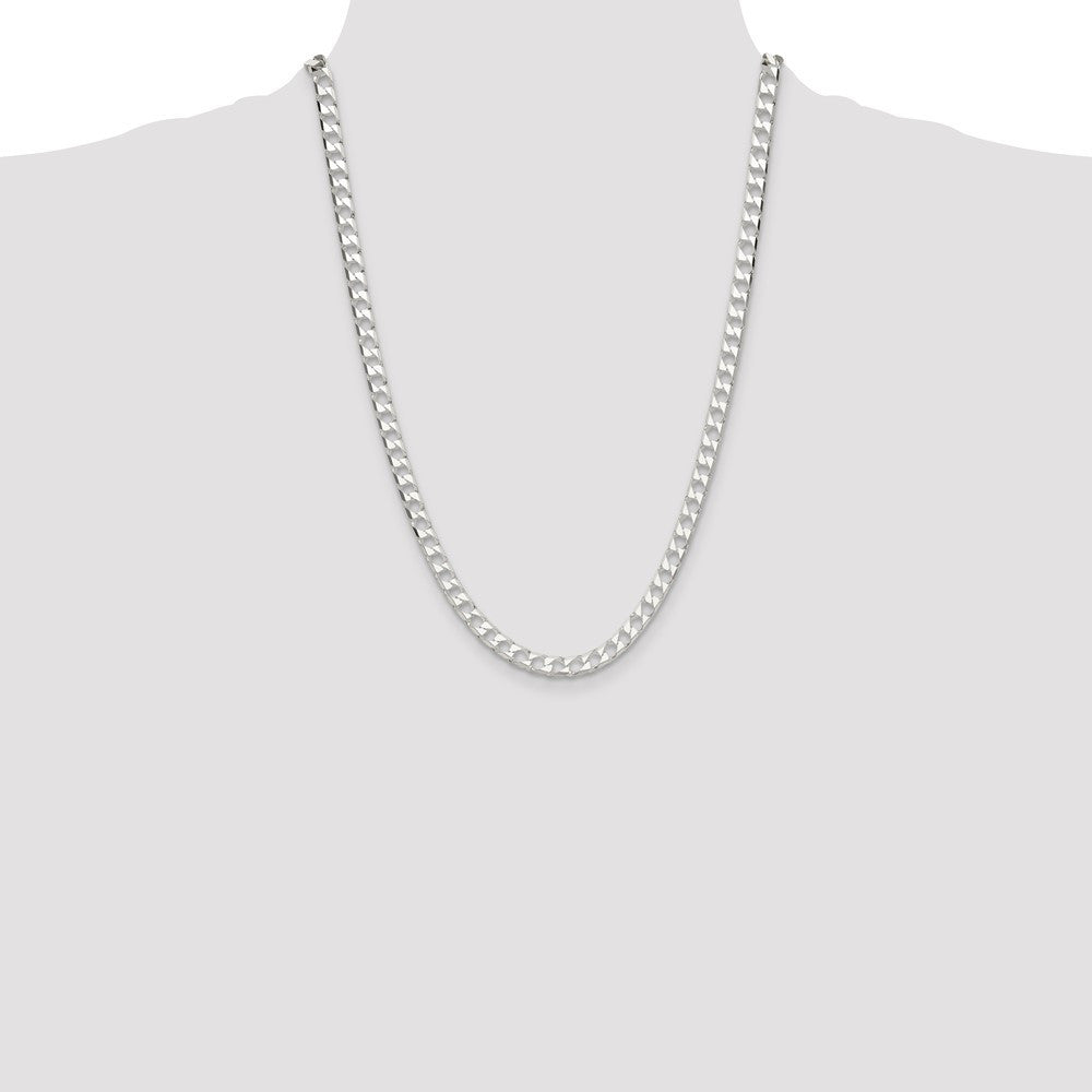 Sterling Silver 5.75mm Diamond-Cut Square Curb Chain Necklace 24"