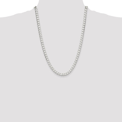 Sterling Silver 5.75mm Diamond-Cut Square Curb Chain Necklace 24"
