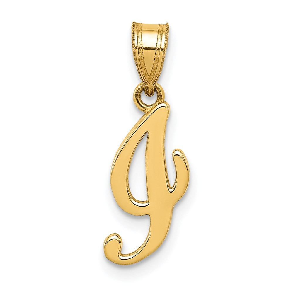 14k Yellow Gold Script Letter I Initial Pendant