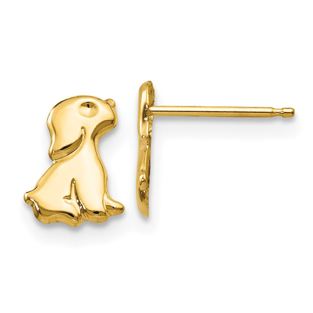 14k Yellow Gold Sitting Dog Stud Earrings