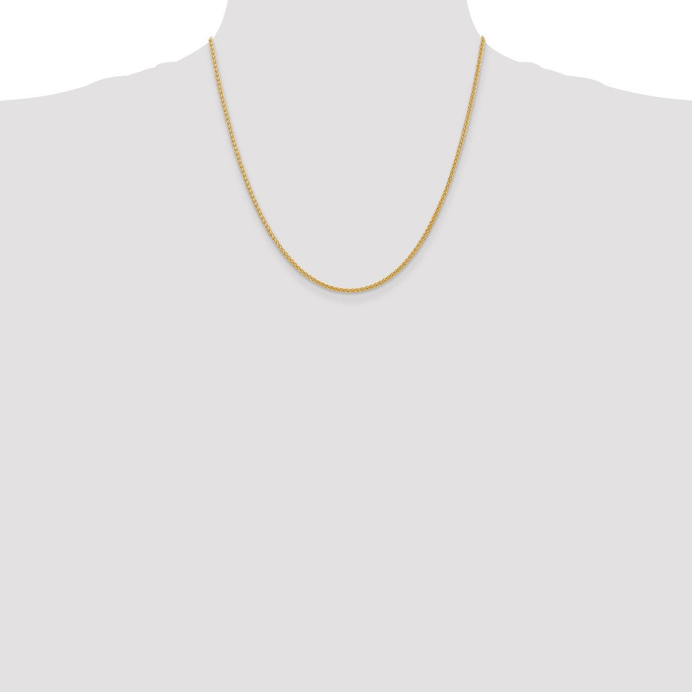 14k Yellow Gold 2mm Semi-Solid Wheat with Lobster Clasp Chain Necklace 20"