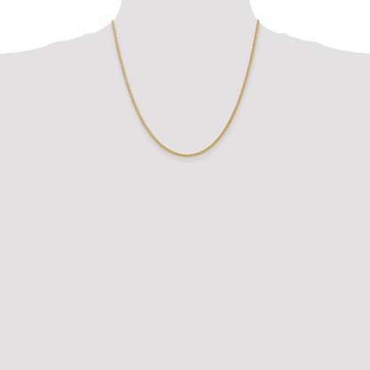 14k Yellow Gold 2mm Semi-Solid Wheat with Lobster Clasp Chain Necklace 20"